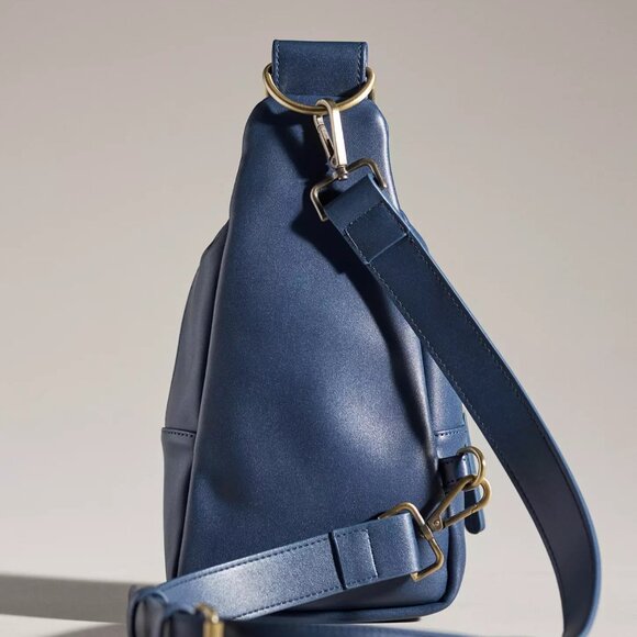New NWT Anthropologie Urban Outfitters Liberty Sling Bag Blue Vegan Leather - Picture 3 of 6